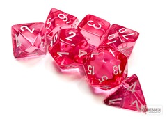 Translucent Pink/white Polyhedral 7-Dice Set - CHX23084